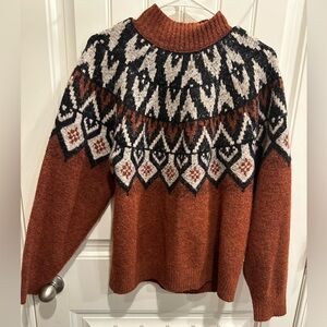 a.n.a Rust and Black Fair Isle Pullover